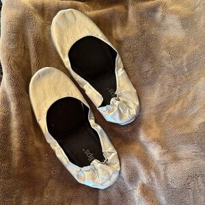 Slip-On Metallic Silver Ballet Flats for Women